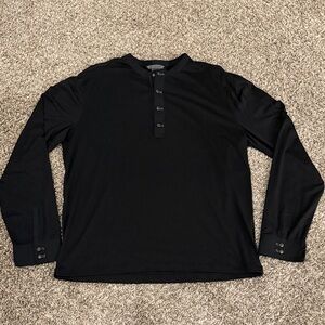 John Varvatos Black Casual Button Down 72% Silk Henley Shirt